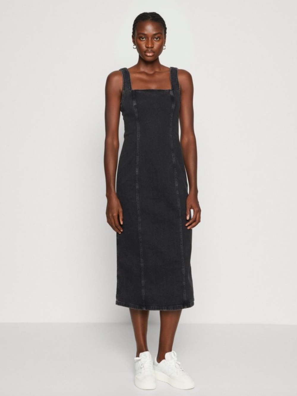 Abercrombie & Fitch Black Denim Midi Dress